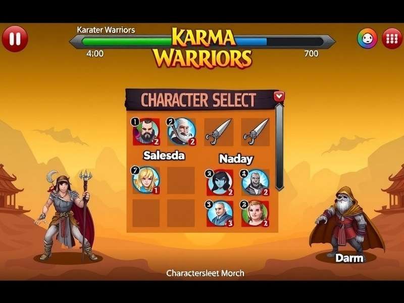 Karma Warriors character selection screen